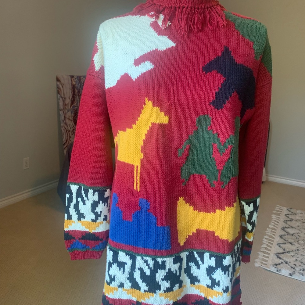 Harold's Multicolor Animal Pattern Turtleneck Sweater